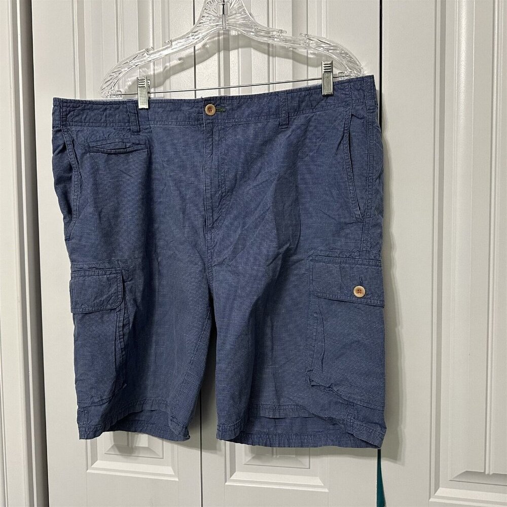 Orvis Shorts Mens Size 40 Bluie Check Cargo Pockets Cotton Flat Front Summer